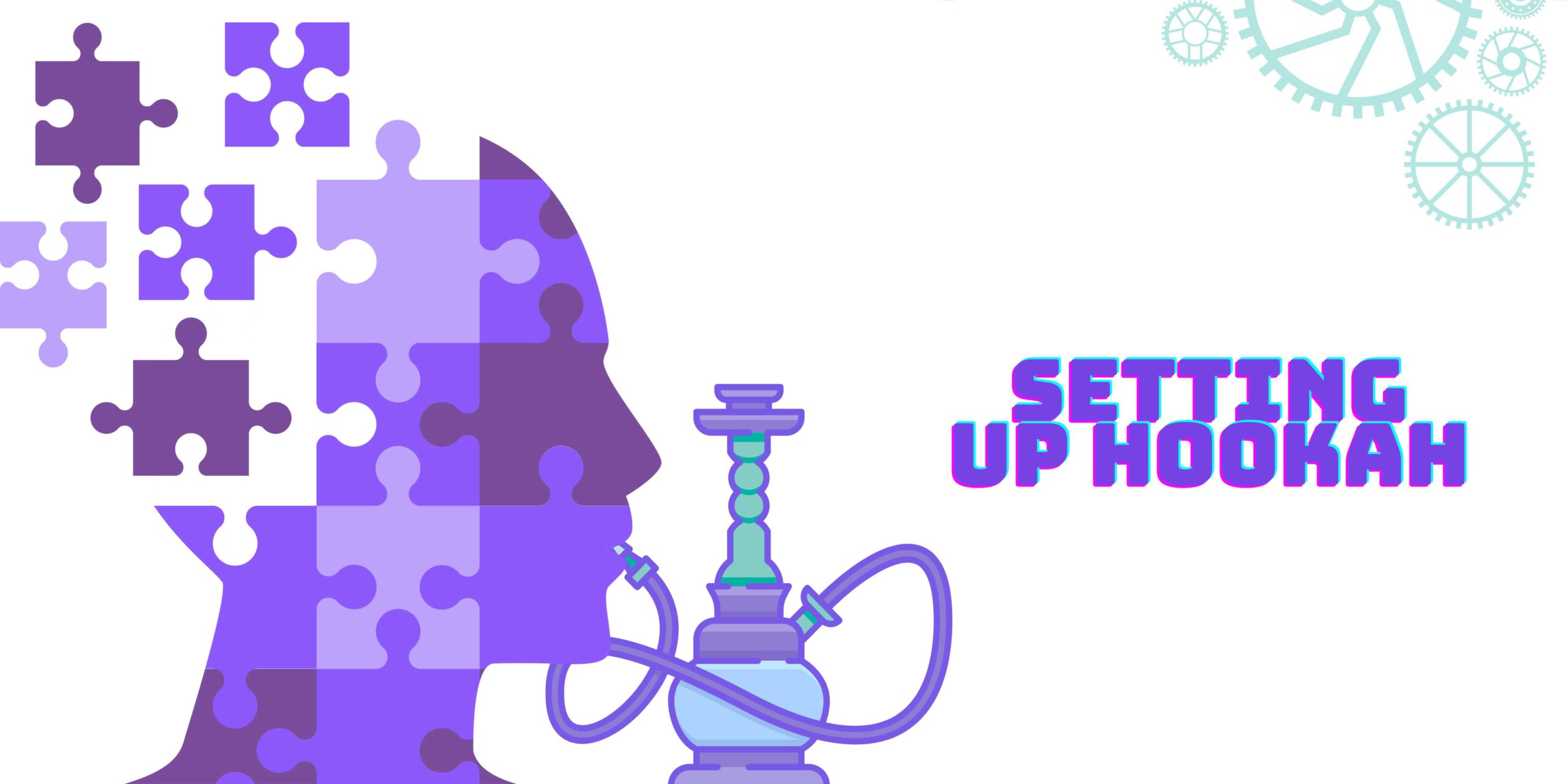 An image showing a jigsaw of human brain thinking how to set up hookah at home while smoking hookah